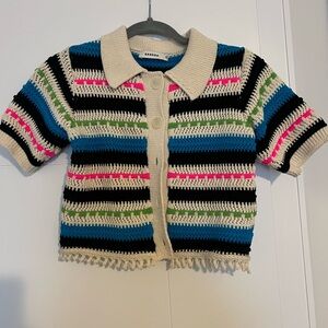 Sandro Multicolor Striped Crop Top